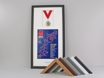 Personalised Medal Display frame for One Medal and A4 Certificate / Course Map. - PhotoFramesandMore - Wooden Picture Frames