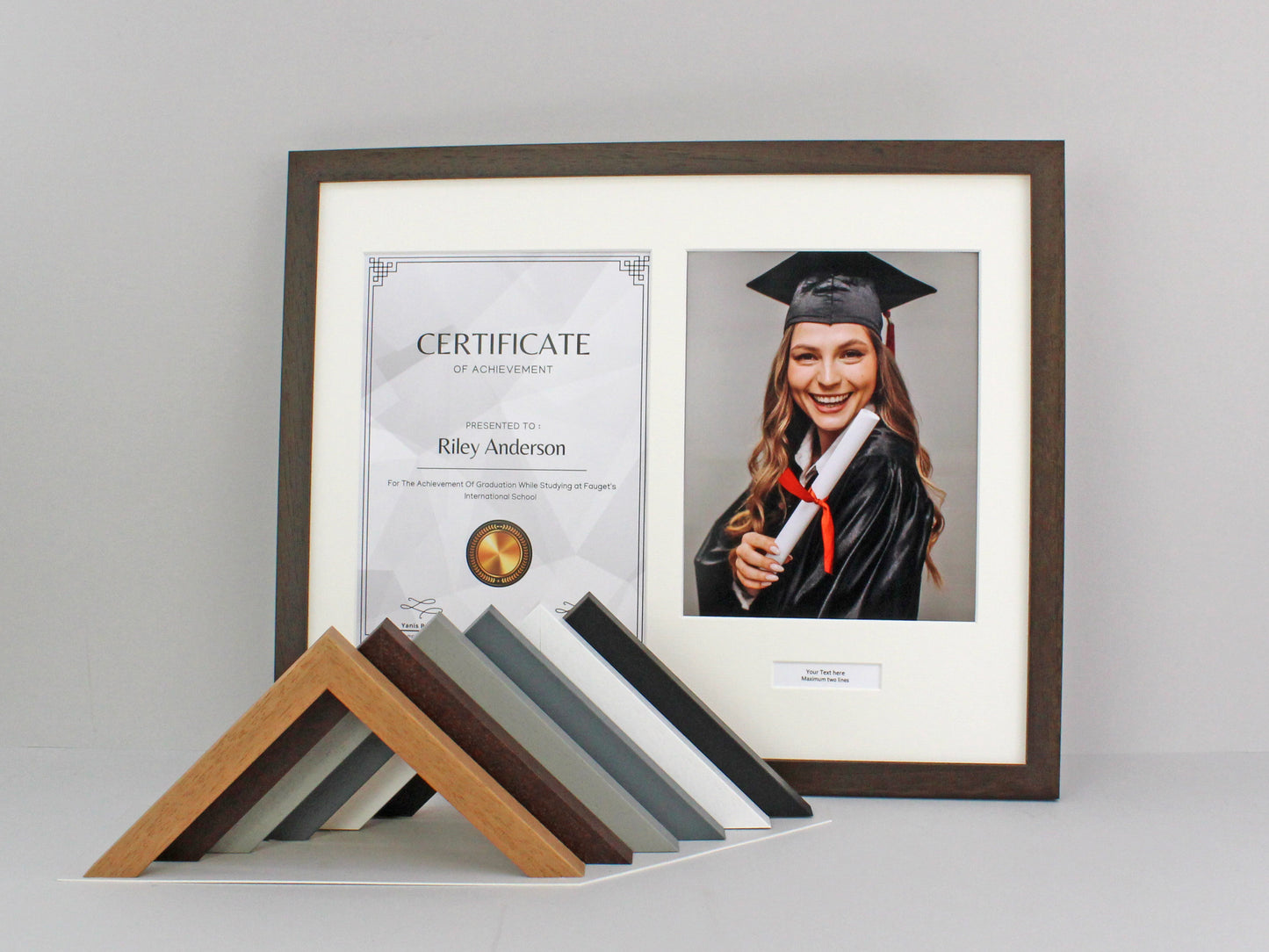 Personalised Certificate, Graduation, Diploma Frame with Photo. Suits an A4 Sized Certificate/image and a 10x8" Photo. - PhotoFramesandMore - Wooden Picture Frames