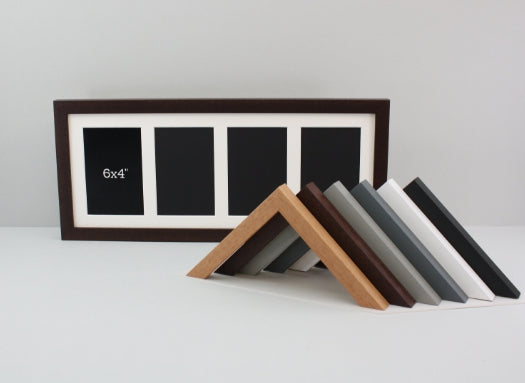 20x50cm. Multi Aperture Frame. Holds Four 6x4" photos.Wooden Collage Frame.