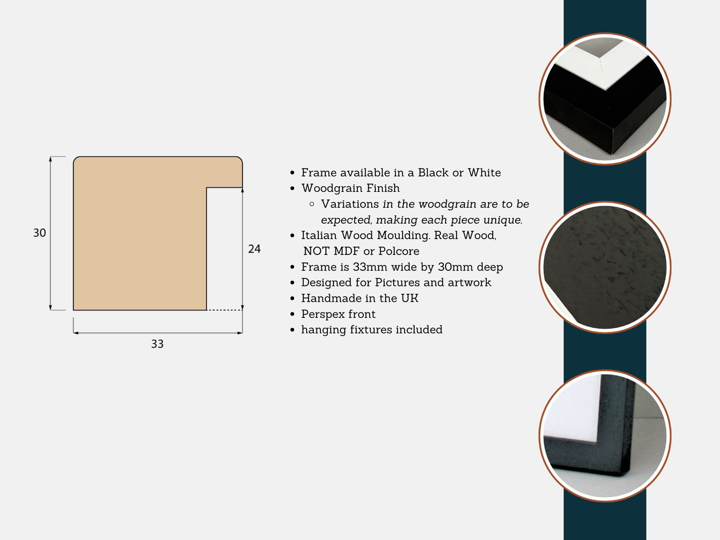 Made To Measure - Bloc Frames - Black or White - Wooden Picture Frames