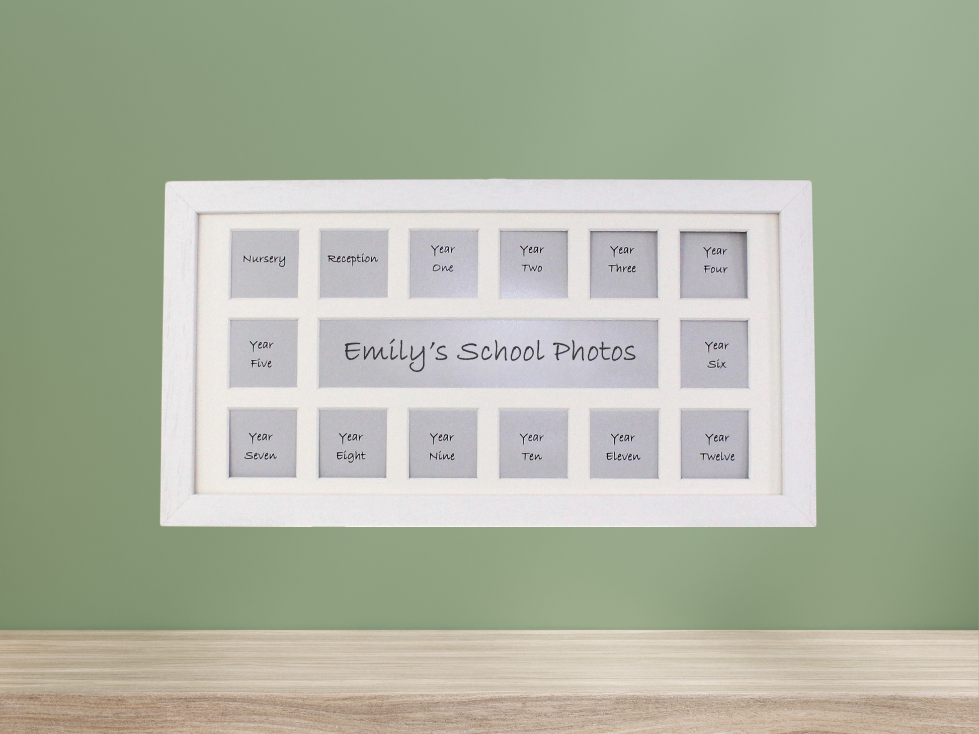 Personalised School Years Photo Frame - Multi Aperture Frame. 20x40cm. - PhotoFramesandMore - Wooden Picture Frames