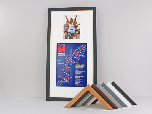 Personalised Display frame for One 5x7" Photo and A4 Certificate / Course Map. Multi Aperture Frame.