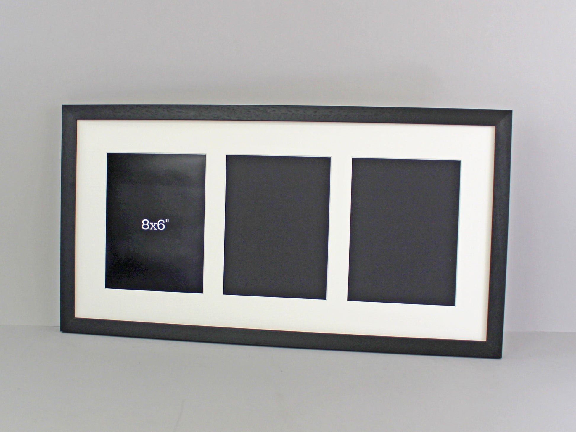 Suits Three 8x6" sized Prints/Photos. 30x60cm. Wooden Multi Aperture Frame. - PhotoFramesandMore - Wooden Picture Frames