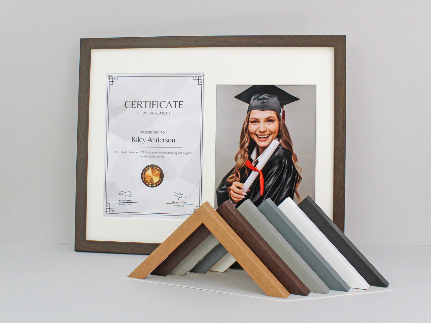 Certificate, Graduation, Diploma Frame with Photo. Suits an A4 Sized Certificate/image and a 10x8" Photo.