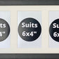 Suits Three 6x4" Photos. 20x40cm. Wooden Multi Aperture Picture Frame. - PhotoFramesandMore - Wooden Picture Frames