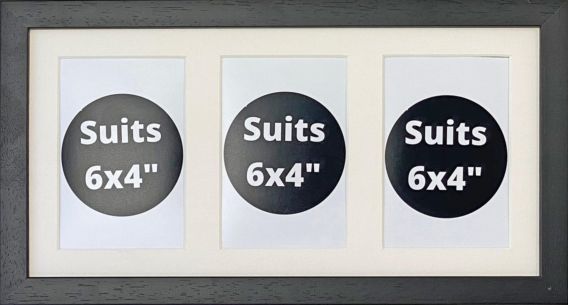 Suits Three 6x4" Photos. 20x40cm. Wooden Multi Aperture Picture Frame. - PhotoFramesandMore - Wooden Picture Frames