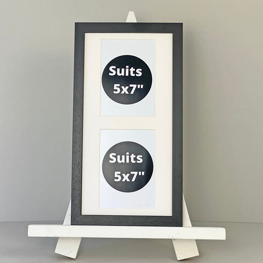 Suits two 5x7" Photos. 20x40cm. Wooden Multi Photo Frame. - PhotoFramesandMore