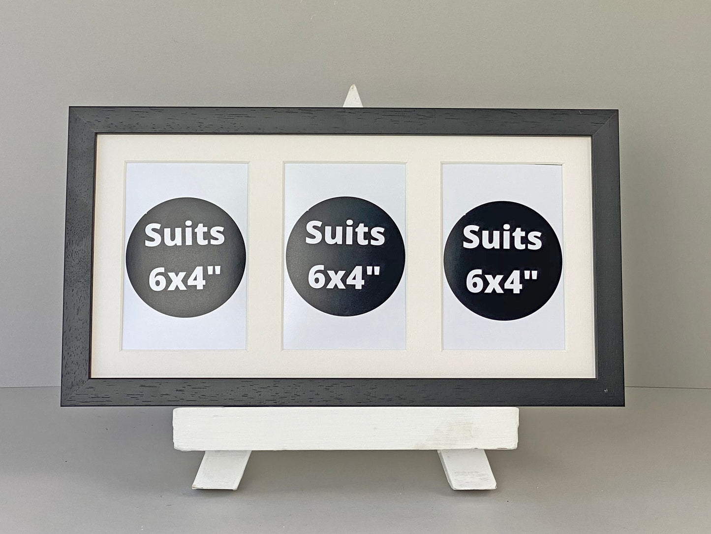 Suits Three 6x4" Photos. 20x40cm. Wooden Multi Aperture Picture Frame. - PhotoFramesandMore - Wooden Picture Frames