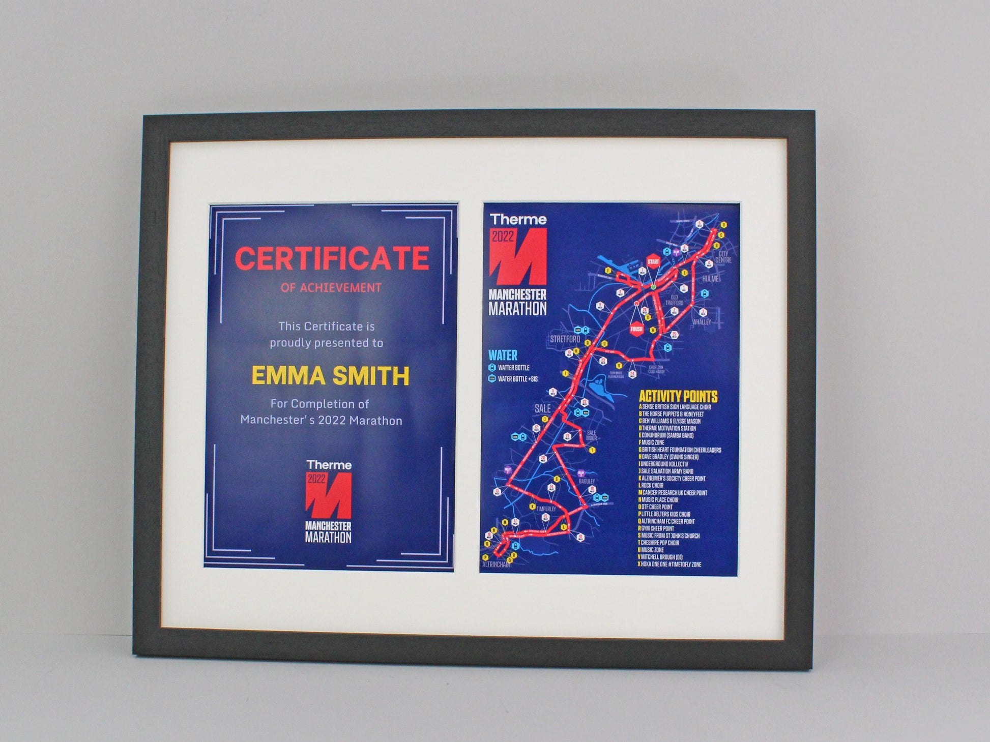 Certificate and Map Frame - Two A4 Apertures for Certificate/Course Map/Photo. Perfect for sporting achievements such as karate, ballet & more - PhotoFramesandMore - Wooden Picture Frames