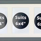 Suits Three 6x4" Photos. 20x40cm. Wooden Multi Aperture Picture Frame. - PhotoFramesandMore - Wooden Picture Frames
