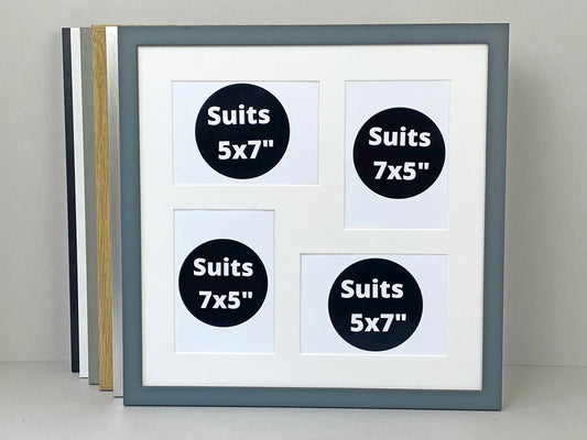 Suits Four 5x7" photos. 40x40cm. Wooden Multi Aperture / Collage Frame. - PhotoFramesandMore - Wooden Picture Frames