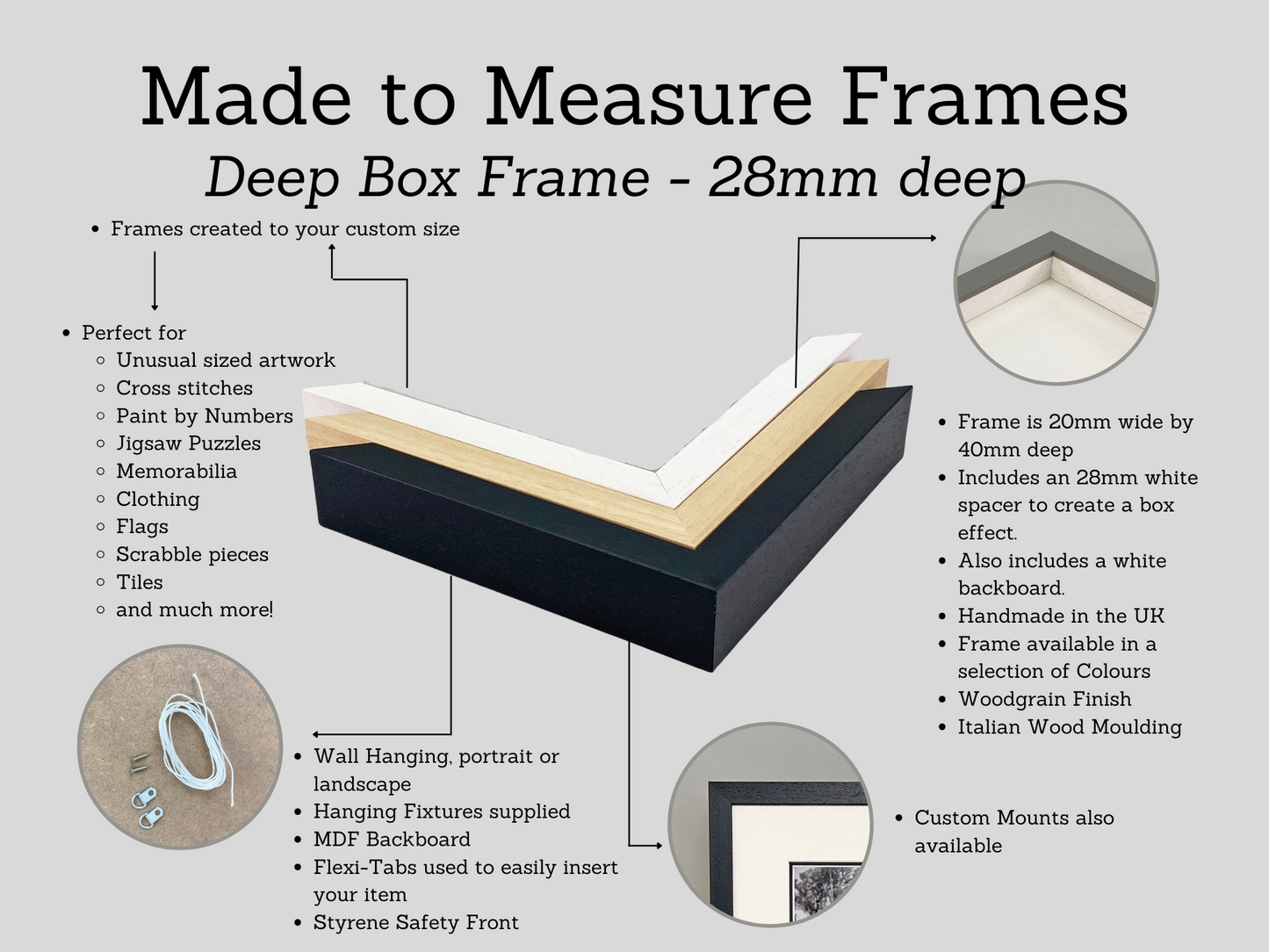 Made To Measure - Box/Craft Frames - 25mm deep