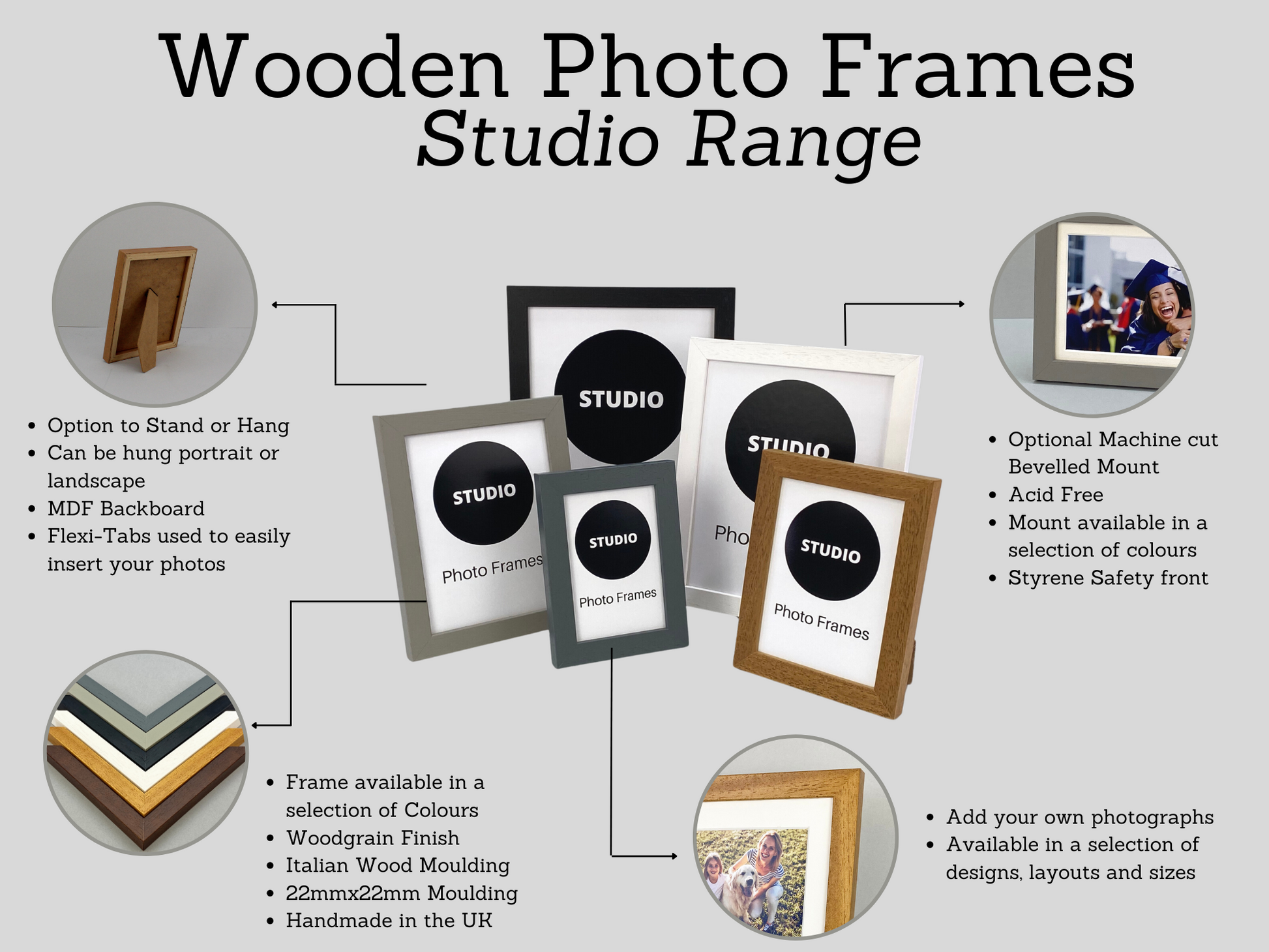 Oak Colour - Wooden Photo Frames - Stand or Hang. - PhotoFramesandMore - Wooden Picture Frames