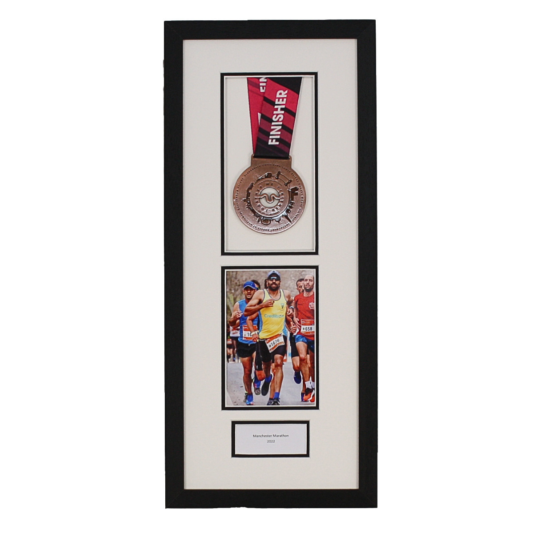 Personalised Medal Frame with Apertures for Medal, 6x4" Portrait Photo and Text. Marathon Display 2026 (Copy)