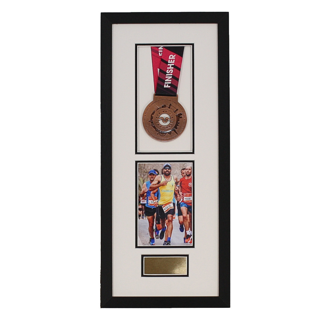 Personalised Medal Frame with Apertures for Medal, 6x4" Portrait Photo and Text. Marathon Display 2026 (Copy)