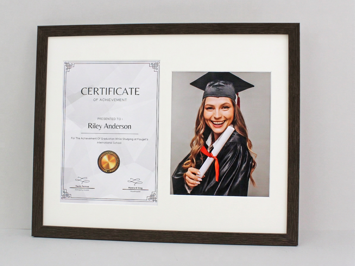 Graduation Frame with Photo. Naturals Range. Suits an A4 Certificate and an 8x10" Photo.