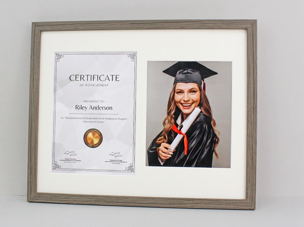 Graduation Frame with Photo. Naturals Range. Suits an A4 Certificate and an 8x10" Photo.