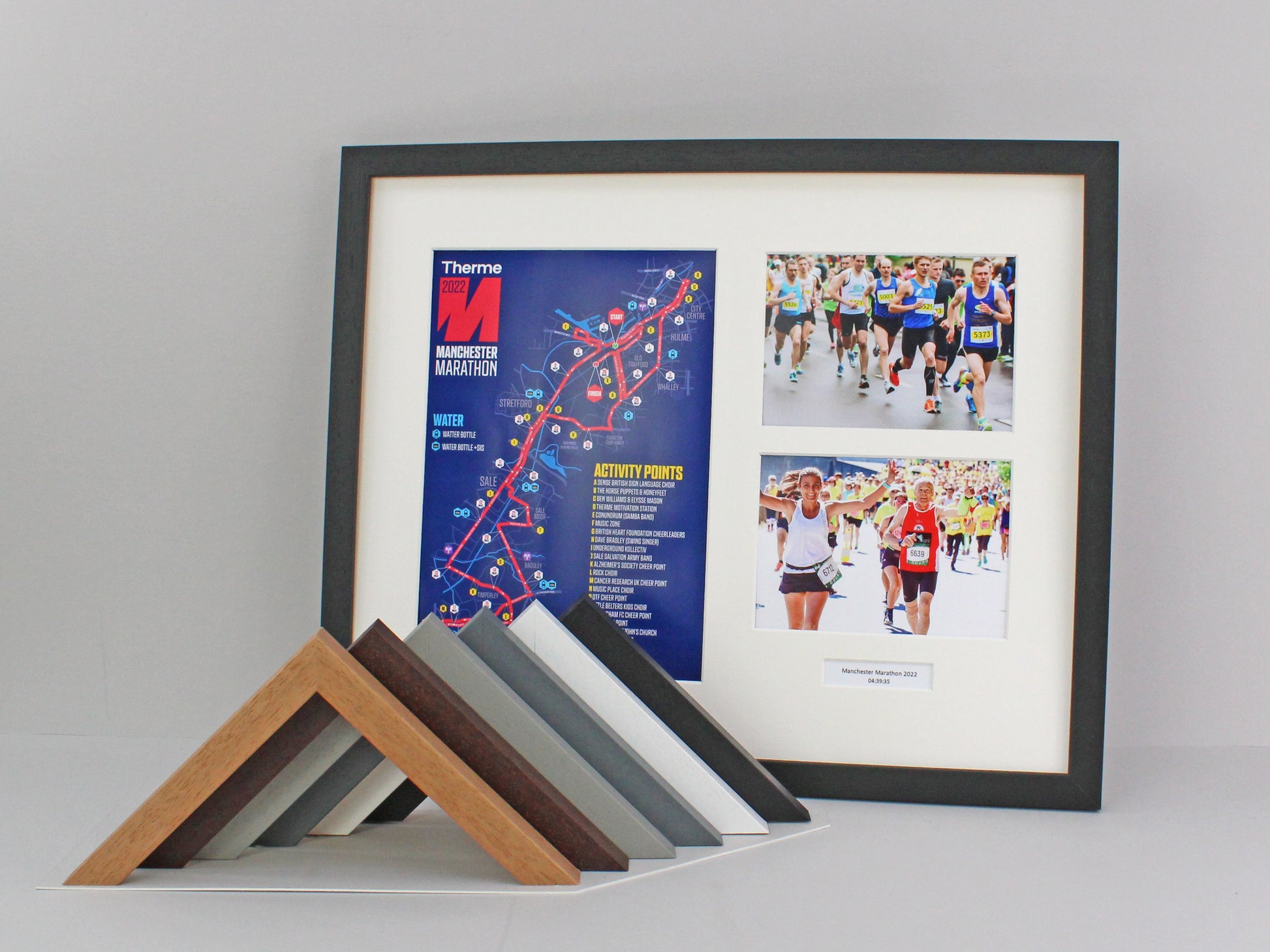 Personalised Certificate Frame with two 5x7"  Photographs. 40x50cm. Perfect for sporting achievements such as Rugby, ballet, fun runs & More - PhotoFramesandMore - Wooden Picture Frames