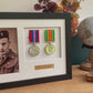 Personalised Military Medal display Frame for Two Medals and Text. 20x20cm.  | Service Medal | War Medal | WW1 | WW2