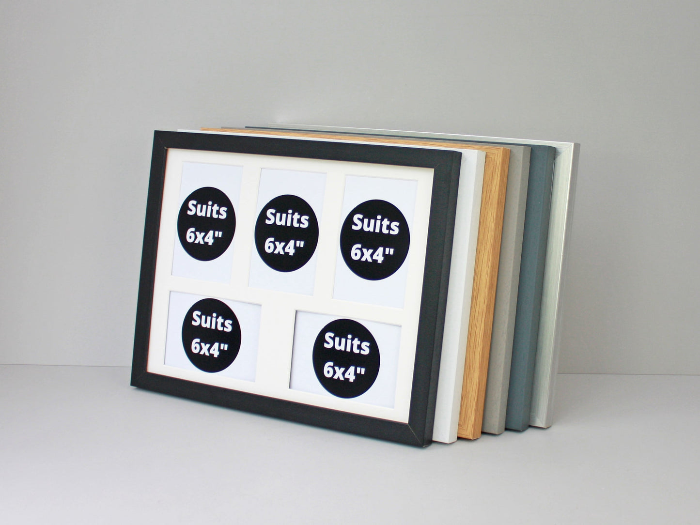 Suits Five 6x4" Photos. 30x40cm. Wooden Multi Aperture / Collage Frame. - PhotoFramesandMore - Wooden Picture Frames