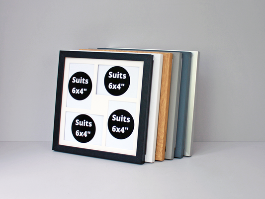 Wooden Multi aperture photo frame to suit four 6x4 inch standard size photos