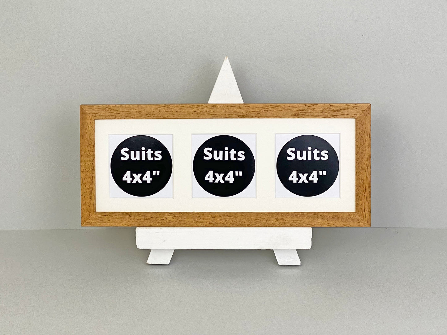 Suits Three 4x4" photos. 15x40cm. Portrait or Landscape. Wooden Collage Photo Frame. - PhotoFramesandMore - Wooden Picture Frames