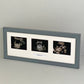 Landscape Baby Scan Frame for Three Scans and one Text Box. Optional Personalisation.
