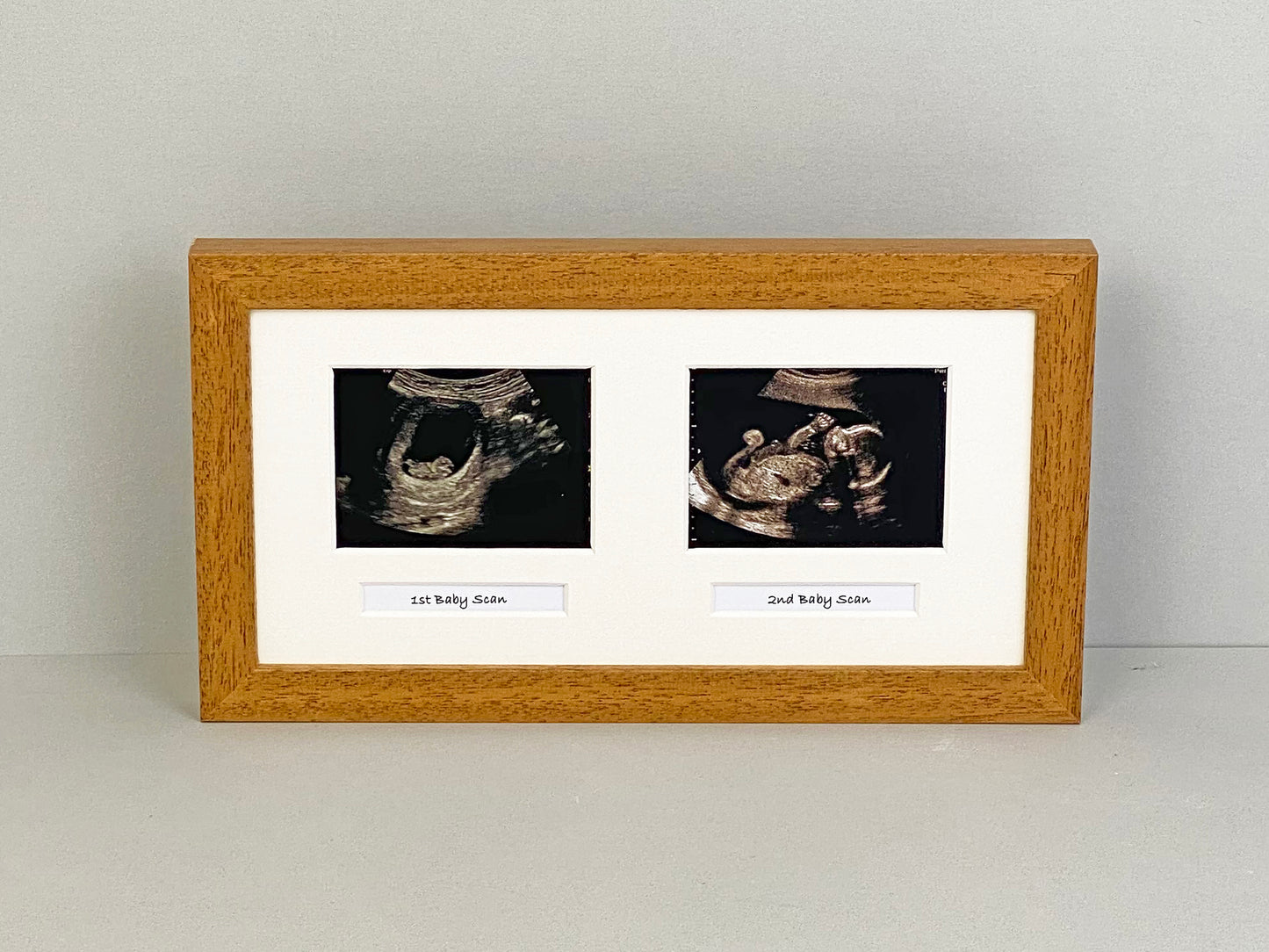 Landscape Baby Scan Picture Frame for Two Scans and Two Text Boxes. Optional Personalisation