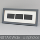 Instax Wide. Suits Three Instax wide sized Photos, Visual aperture 9.5x5.8cm. 15x40cm. Portrait or Landscape.