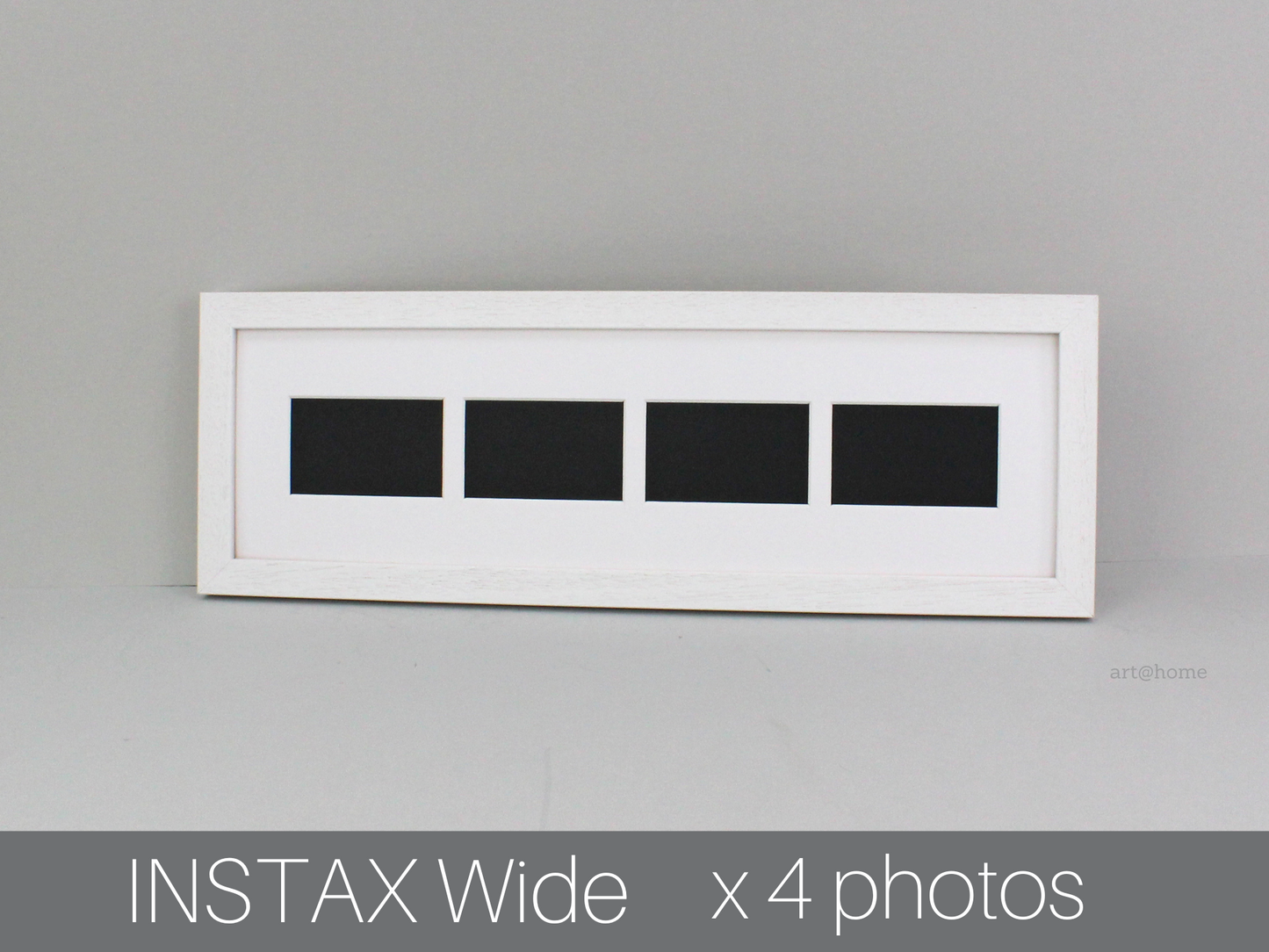 Instax Wide. Suits Four Instax wide sized Photos, Visual aperture 9.5x5.8cm. 15x50cm.Wooden Multi Aperture Frame. Portrait or Landscape.