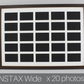 Instax Wide. Suits Twenty-five Instax wide sized Photos, Visual aperture 9.5x5.8cm. A2 Wooden Multi Aperture Frame. Portrait or Landscape.