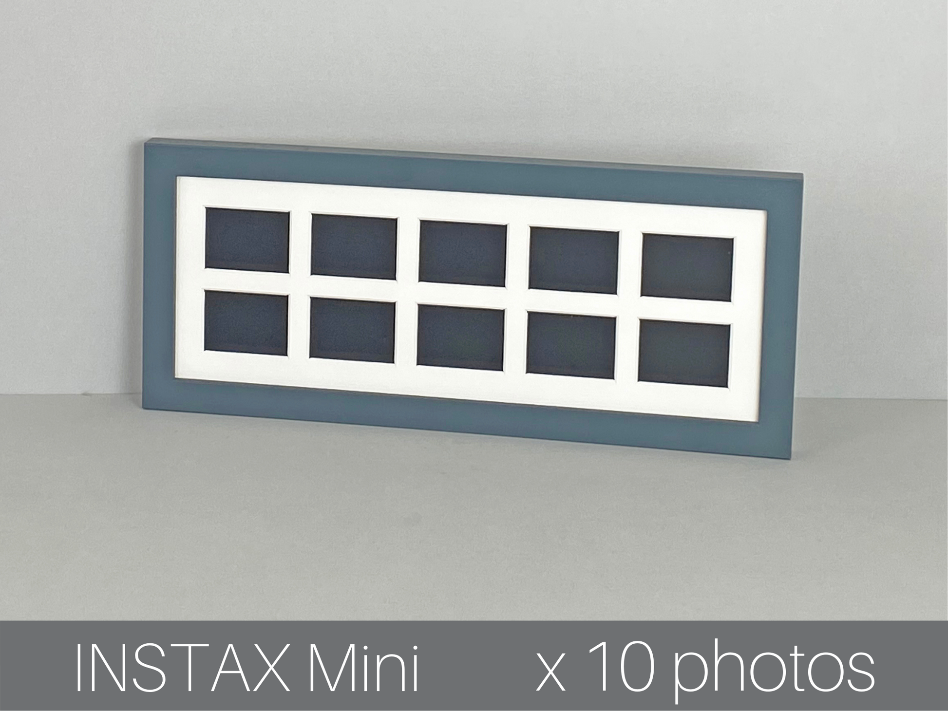 Instax Mini. Holds Ten instax sized Photos. Multi Aperture Wooden Photo Frame. 15x40cm. - PhotoFramesandMore - Wooden Picture Frames