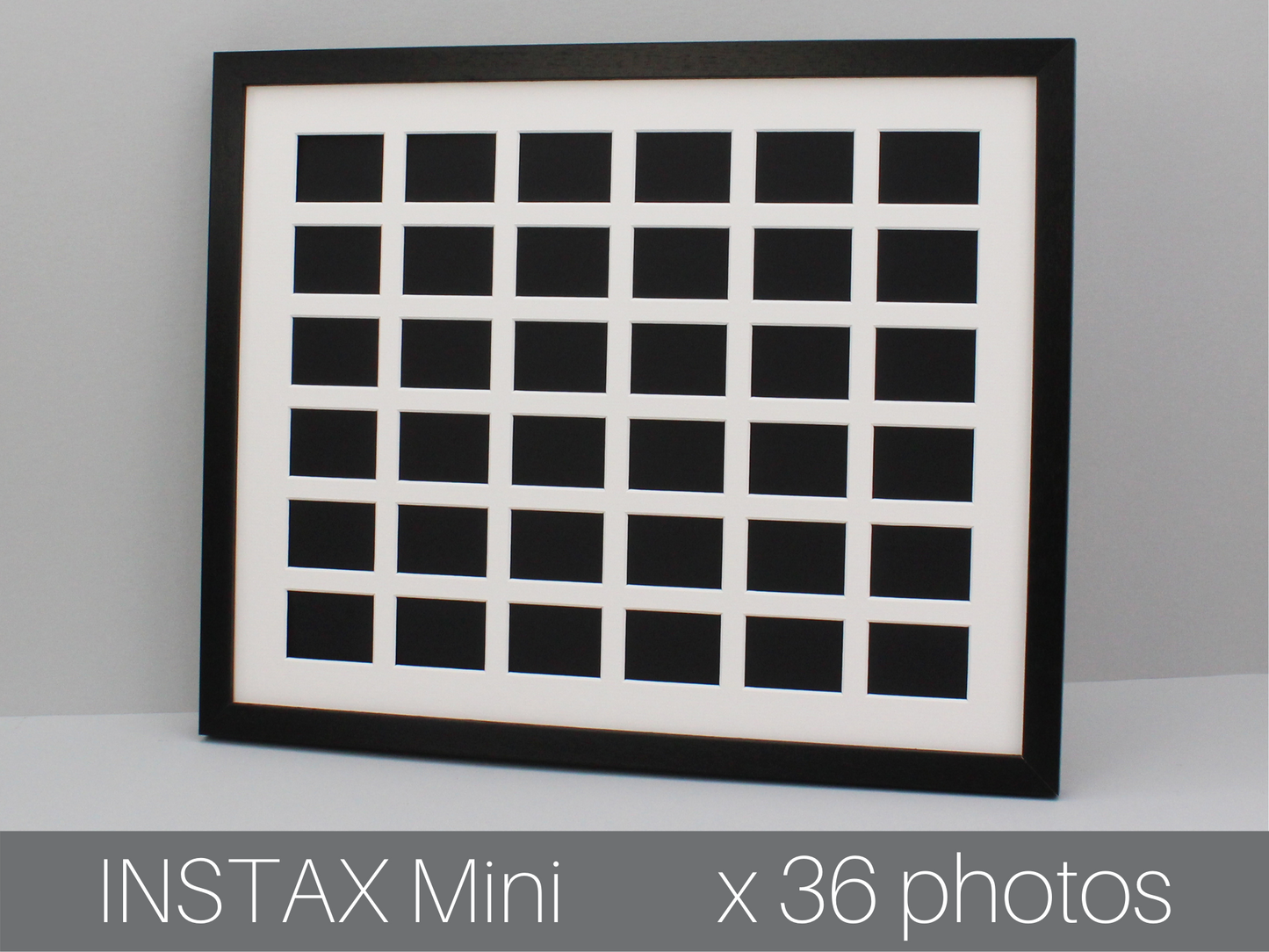 Instax Mini Multi Aperture Wooden Photo Frame. Holds Thirty-Six instax sized Photos. 40x50cm. Portrait or Landscape.