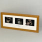 Landscape Baby Scan Frame for Three Scans and one Text Box. Optional Personalisation. - PhotoFramesandMore - Wooden Picture Frames
