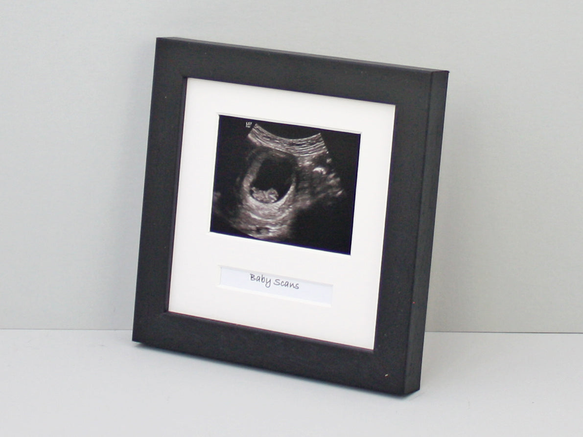 Baby Scan Photo Frame - Multi aperture Frame for Scan sized Photo and Text Box. - PhotoFramesandMore - Wooden Picture Frames