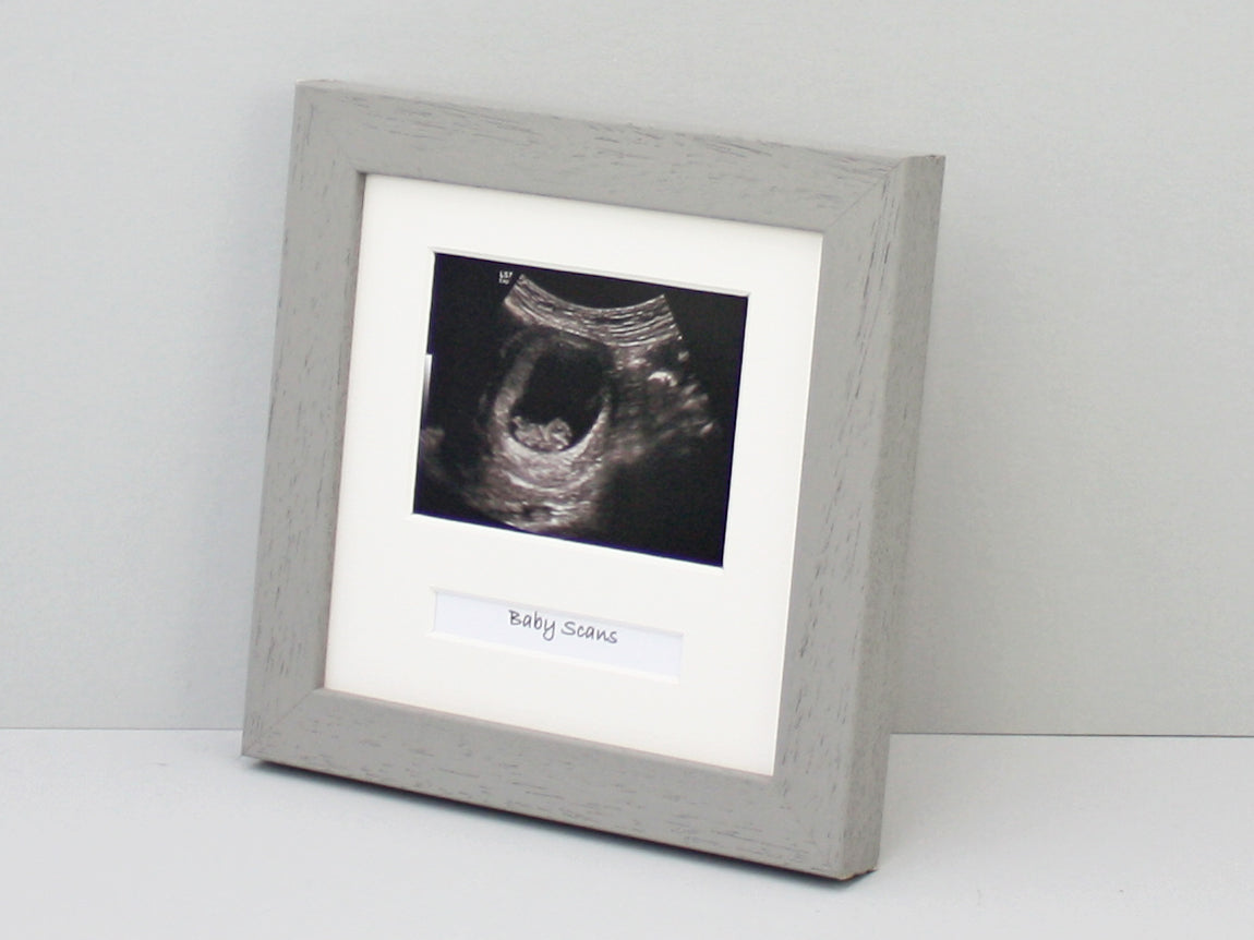 Baby Scan Photo Frame - Multi aperture Frame for Scan sized Photo and Text Box. - PhotoFramesandMore - Wooden Picture Frames