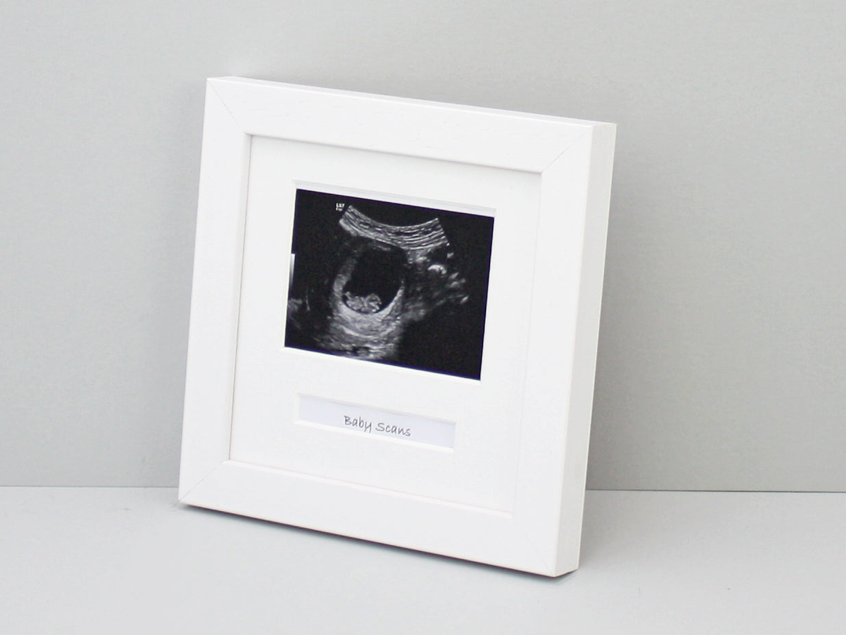 Baby Scan Photo Frame - Multi aperture Frame for Scan sized Photo and Text Box. - PhotoFramesandMore - Wooden Picture Frames