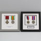 Personalised Military Medal display Frame for Two Medals and Text. 20x20cm. War Medals.