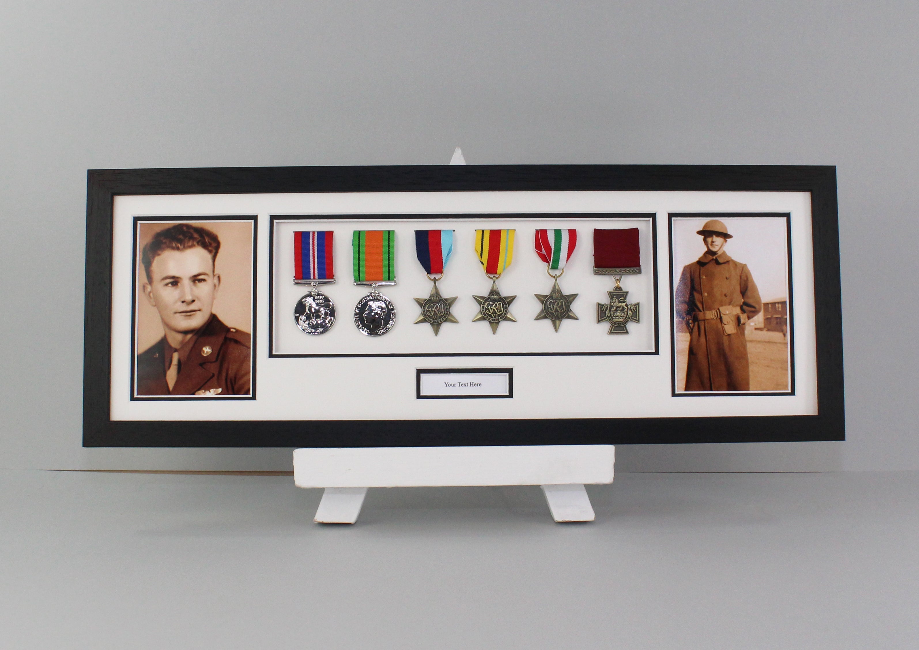 Personalised Military Medal display Frame for Six Medals and two 6x4 ...