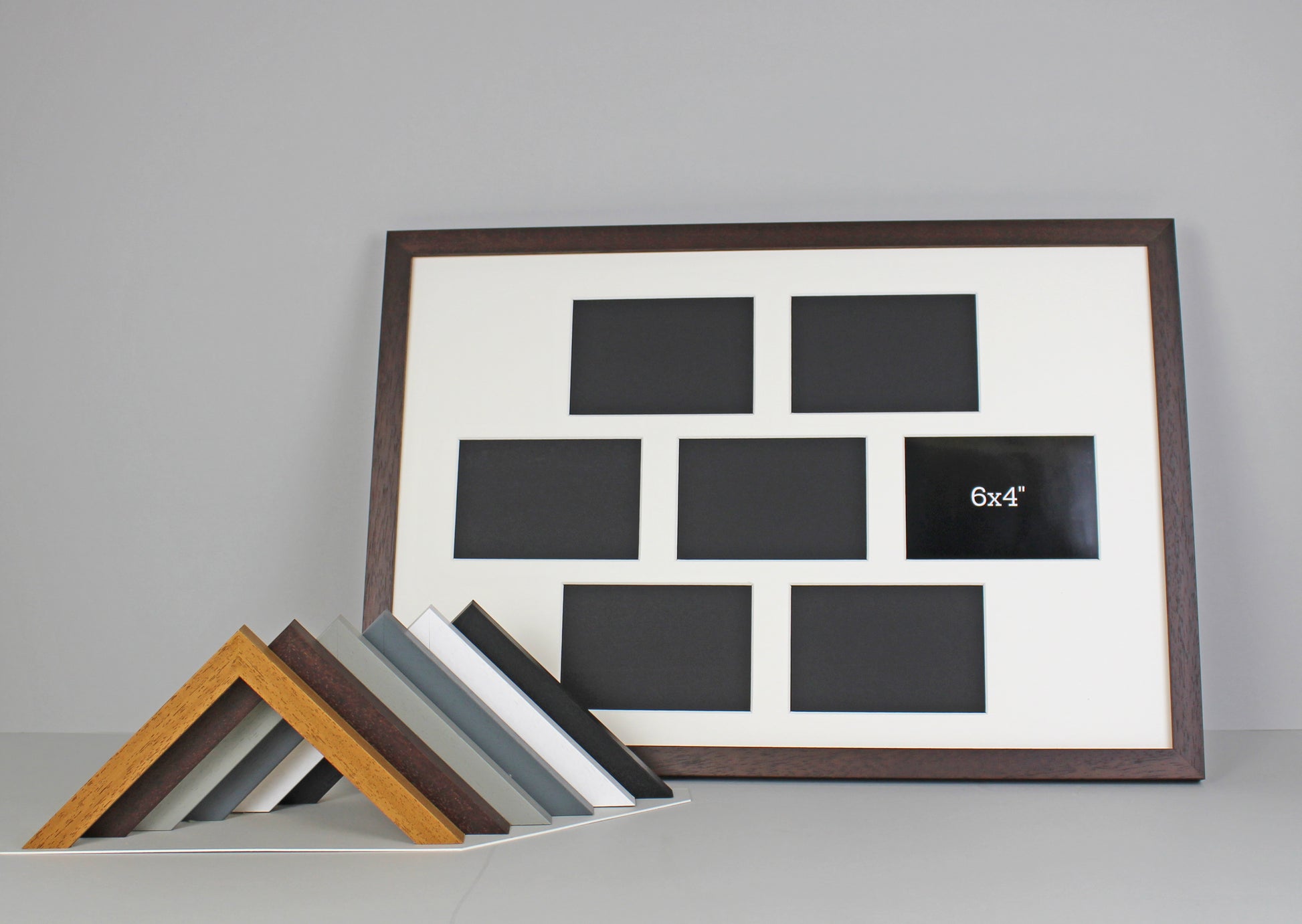 Suits Seven 6x4" photos. 40x60cm. Wooden Multi Aperture Photo Frame. - PhotoFramesandMore - Wooden Picture Frames