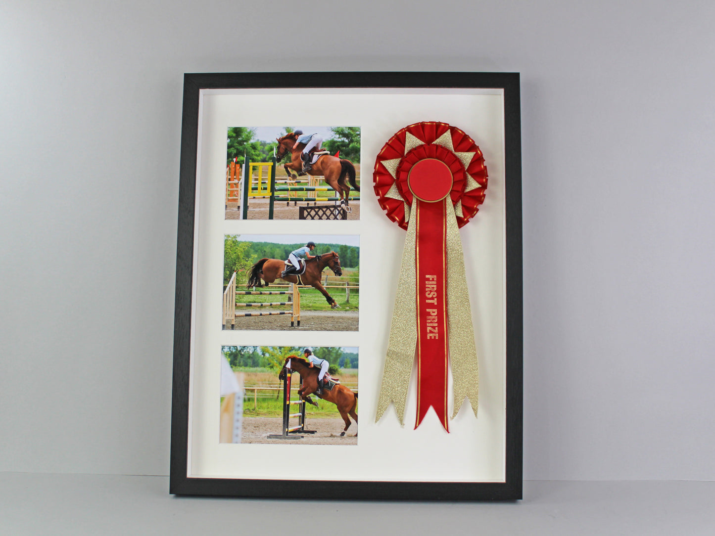 Rosette Display Frame. 40x50. Suits a Rosette and Three 5x7" Photographs.