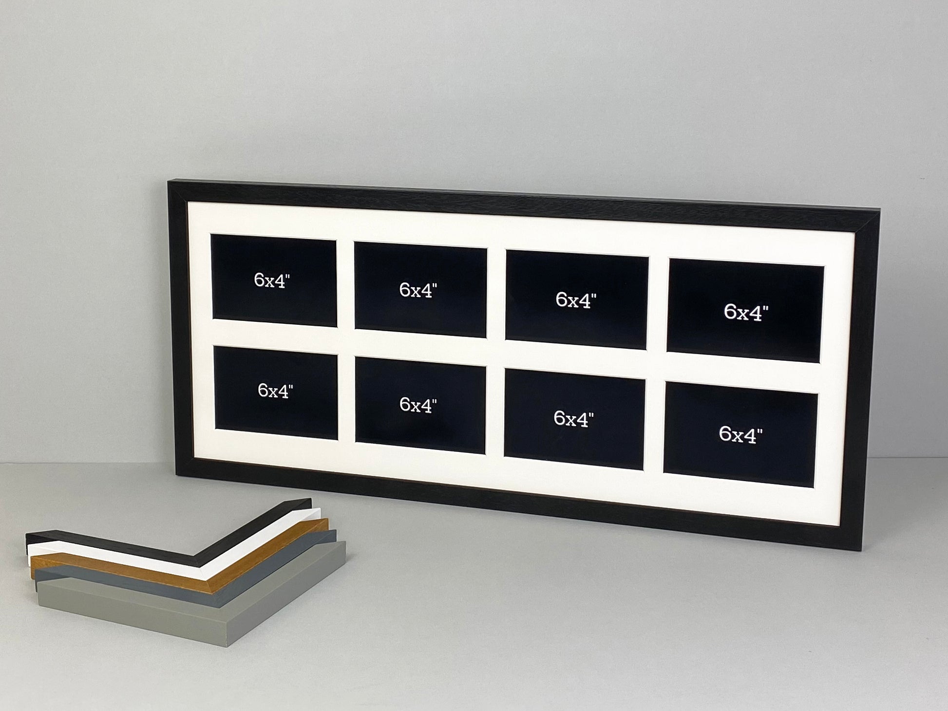 Suits Eight 6x4" Photos. 30x75cm. Wooden Frame for Multiple Pictures. - PhotoFramesandMore - Wooden Picture Frames