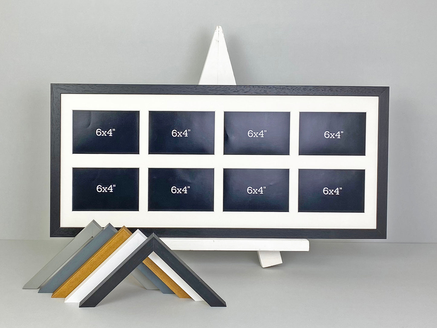 Suits Eight 6x4" Photos. 30x75cm. Wooden Frame for Multiple Pictures.