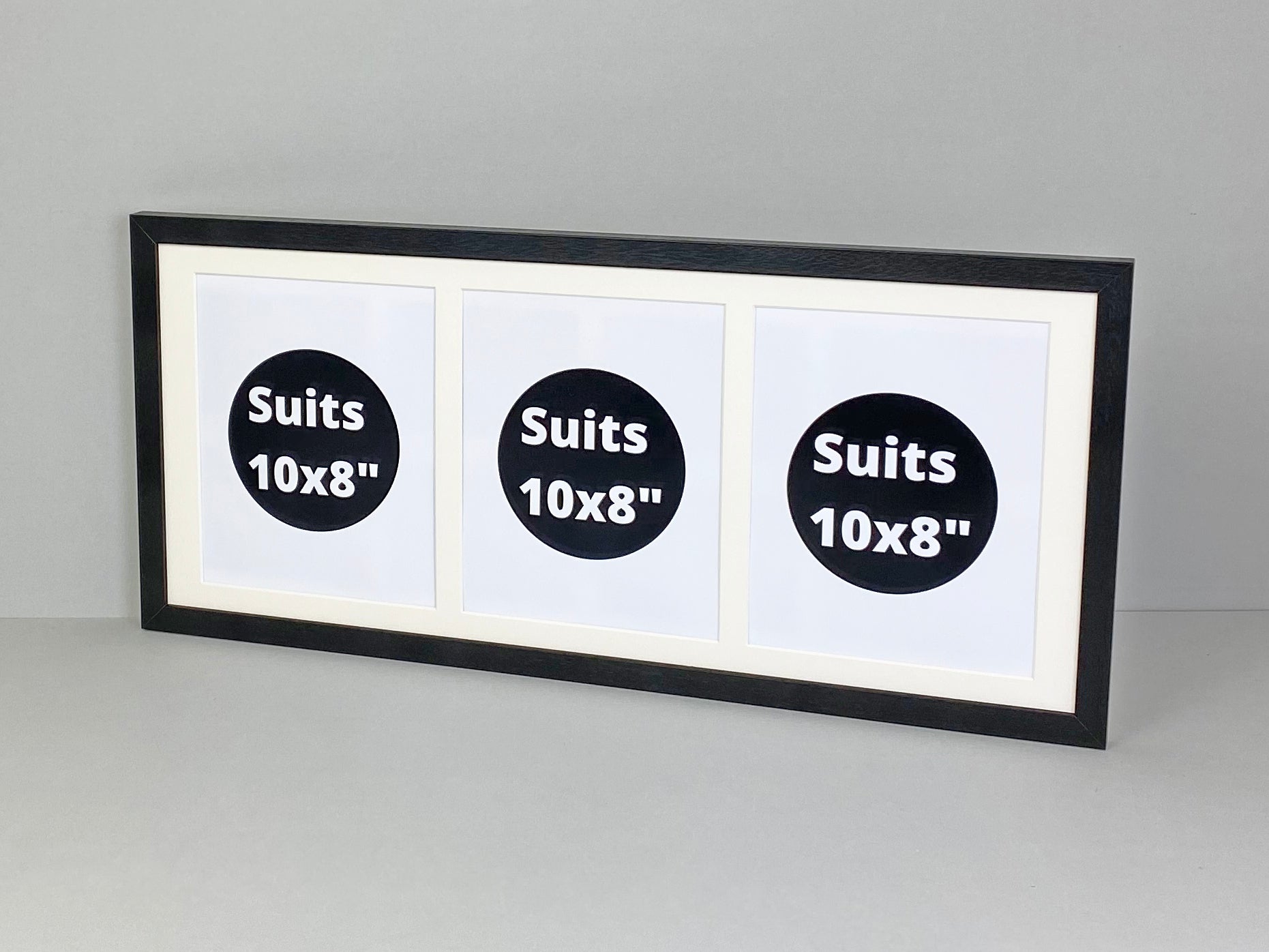 Suits Three 10x8" Photos. 30x70cm. Wooden Multi Aperture Frame - PhotoFramesandMore - Wooden Picture Frames