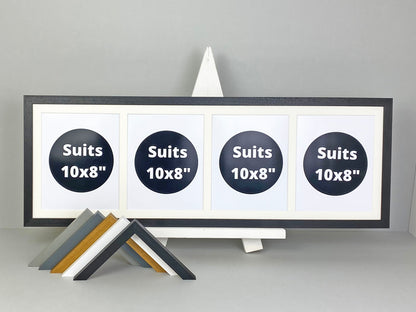 Suits Four 10x8" Photos. 30x90cm. Wooden Multi Photo Frame. - PhotoFramesandMore - Wooden Picture Frames