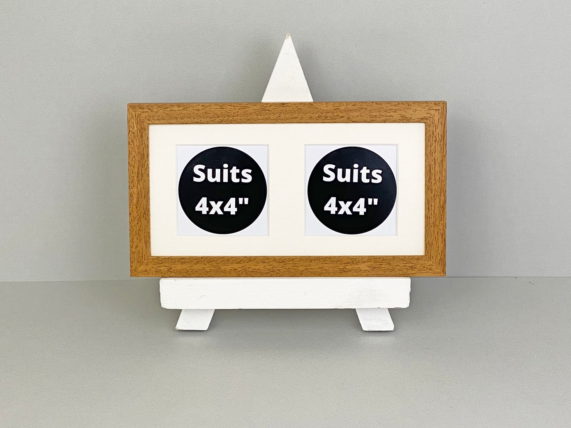 Suits Two 4x4" photos. 15x30cm. Wooden Multi Aperture Frame - PhotoFramesandMore