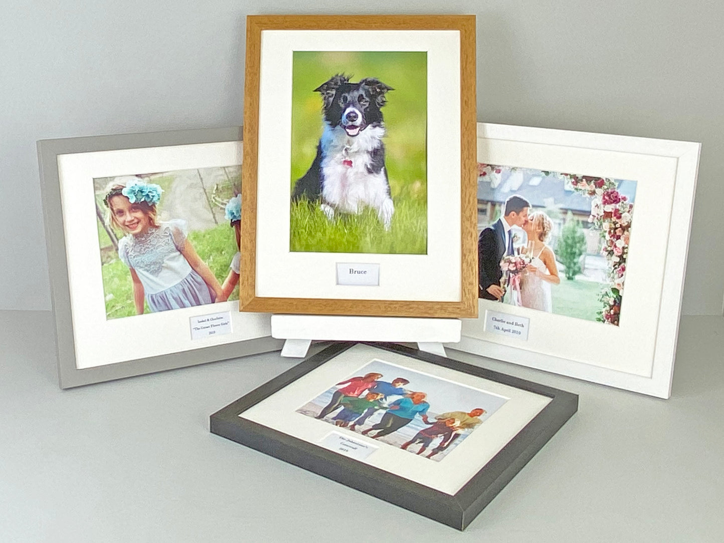 Personalised Caption Frames. 30x40cm Frame with 10x8 inch Photo. Your Text and Photo to treasure a special Anniversary. A Perfect Gift.
