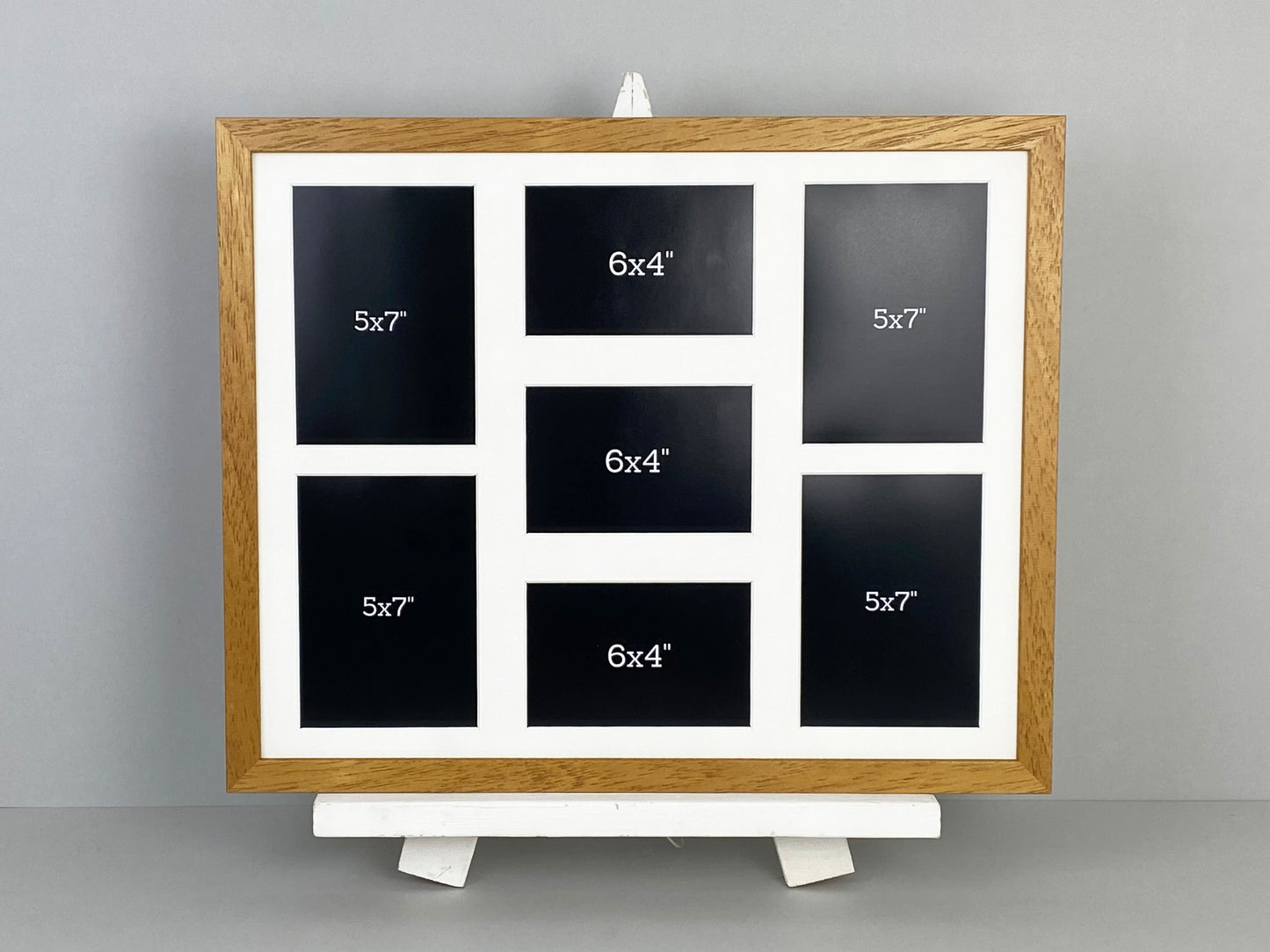 Suits Three 6x4" photos and Four 5x7" Photos.40x50cm. Wooden Multi Aperture Photo Frame. - PhotoFramesandMore - Wooden Picture Frames