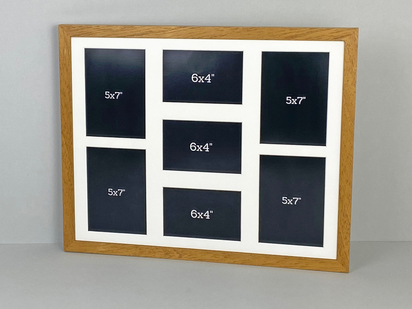 Suits Three 6x4" photos and Four 5x7" Photos.40x50cm. Wooden Multi Aperture Photo Frame. - PhotoFramesandMore - Wooden Picture Frames