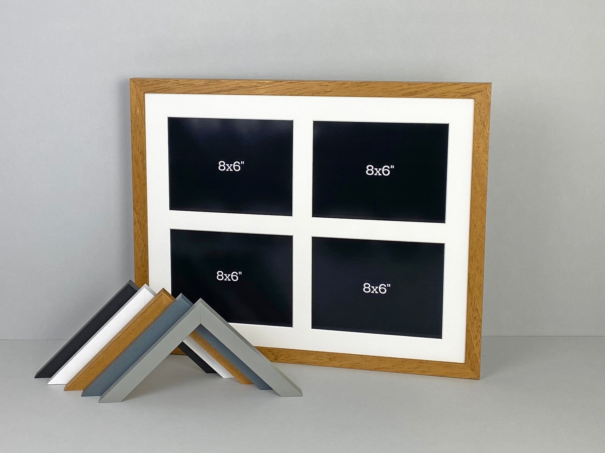 Suits Four 8x6" Photos. 40x50cm. Wooden Multi Aperture Photo Frame. - PhotoFramesandMore